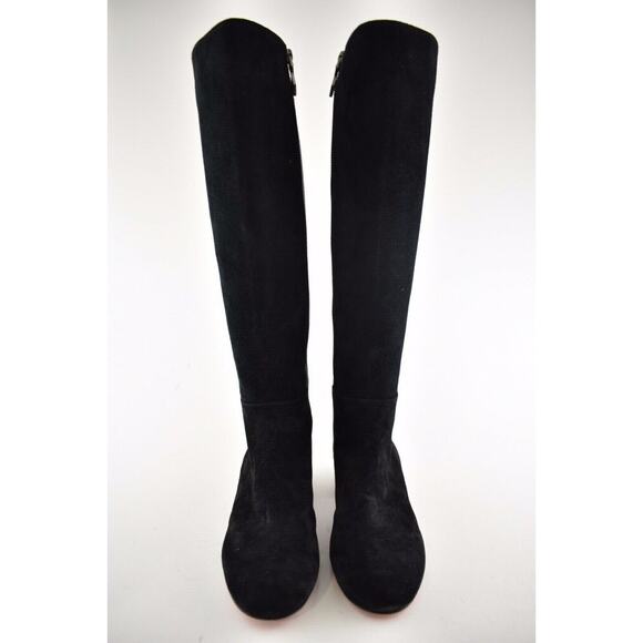 Christian Louboutin Liliboot 30 Black Suede Zipper Zip Knee High Heel Boot 34.5 - Picture 6 of 12